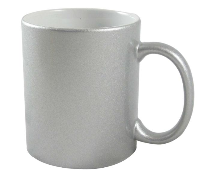 Mug céramique coloris argent - traité polyester - sublimation - H 9,5 cm - Ø 8,2 cm_0