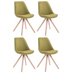 Décoshop26 - 4 chaises de salle à manger style scandinave en tissu vert pieds rond en bois clair CDS10350 - 3000475369609_0