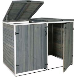 Décoshop26 - Abri de poubelles extérieur conteneurs à ordures avec couvercle jusqu'à 4 bacs 126x158x98 cm en bois certifié FSC 04_0002867 - 30006_0