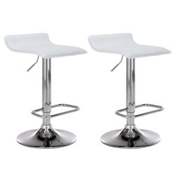 Décoshop26 - Lot de 2 tabourets de bar en synthétique blanc hauteur réglable avec repose-pieds chromé TDB10163 - blanc 3000916969603_0