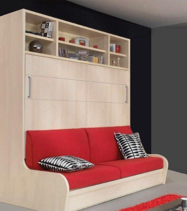 Armoire Lit Transversal Autoporteur Canape Etageres Couchage