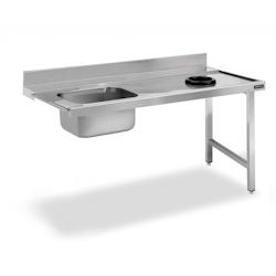 Distform Table de Prélavage Inox avec Trou de Vide Déchets, Bac à Gauche et sans Étagère Acier inoxydable 1600x750x750x850mm - 641094547776_0