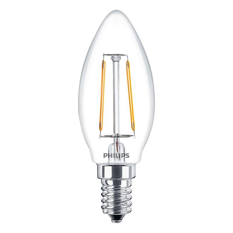 E14 LED Candle - Effet filament 2W = 25W - 2700K / 827 CL 230V - Philips_0