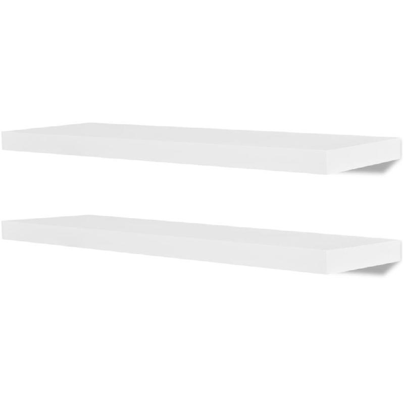 Étagère murale design en MDF blanc - Lot de 2 pour DVD, livres et objets décoratifs - Réf 2702110/2_0