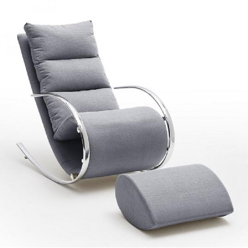 FAUTEUIL RELAX YANIS TISSU GRIS POUF INDÉPENDANT STRUCTURE MÉTAL_0