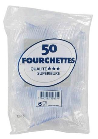 FOURCHETTE EN PLASTIQUE CRISTAL 18 CM (VENDU PAR 50)