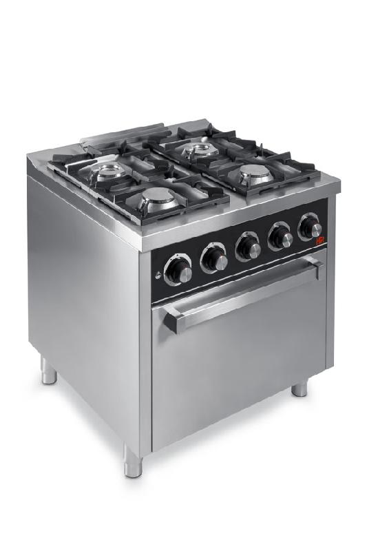 Fourneau à gaz professionnel - 4 feux vifs avec four GN2/1 - profondeur 750 mm - C4F750H_0