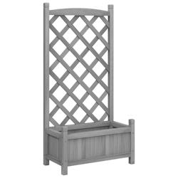 Helloshop26 - Jardinière bac lit surélevé plantes fleurs terrasse jardin avec treillis bois massif de sapin gris 02_0038321 - 3000214173948_0