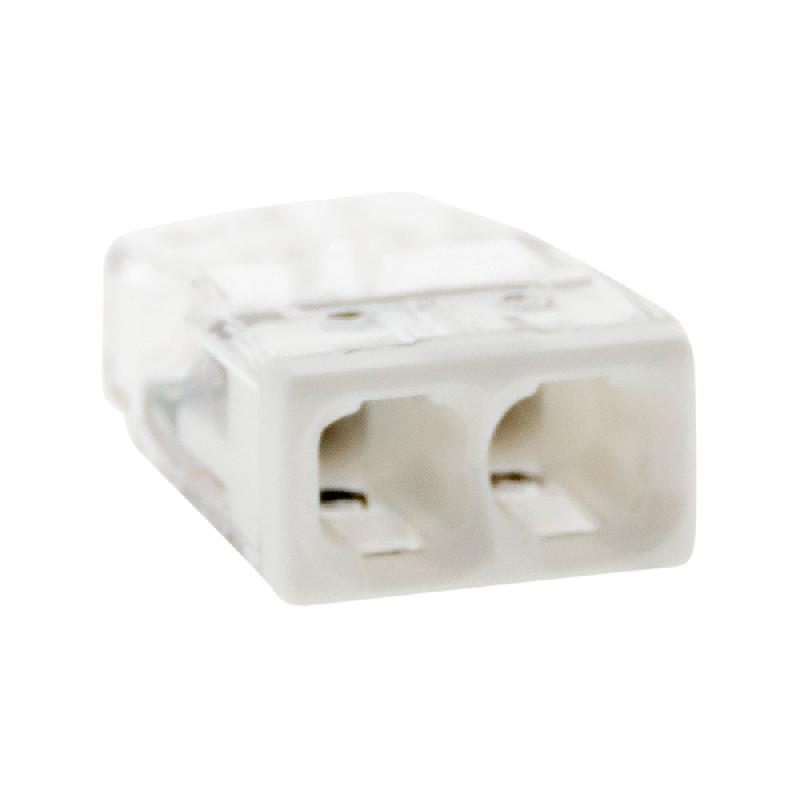 Lot de 100 bornes S2273 - Connexion rapide - 2 conducteurs - fils rigides 2.5mm² - Blanc - Wago_0