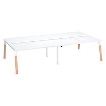 Pôle de 4 bureaux droits L 160 x P 60 cm, piétement bois métal blanc - Arch_0