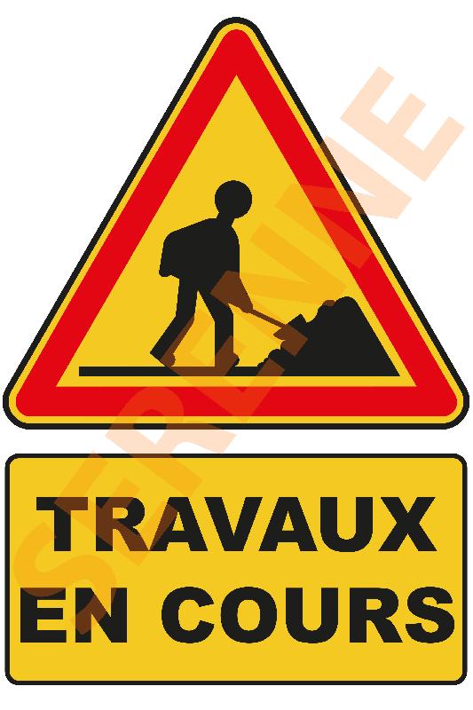 Panneau chantier temporaire travaux en cours_0