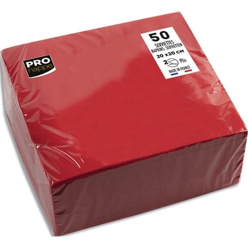 Pro nappe paquet de 50 serviettes cocktail micro-gaufrées ouate 2 plis - 20x20 cm - rouge_0