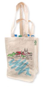 Sac écologique réutilisable - en toile de coton recyclée - double poignée - AU FIL DE L'EAU_0