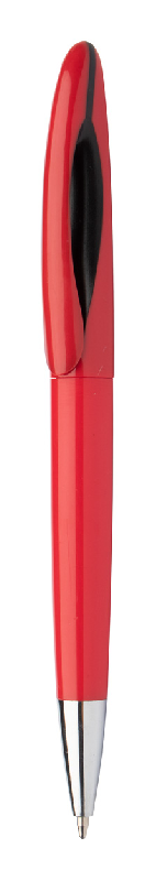 Stylo à bille en plastique - embout chromé - encre bleue - couleur rouge_0