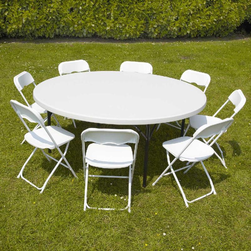 Table de 152 cm et 6 chaises pliantes en PEHD blanc | Mobeventpro