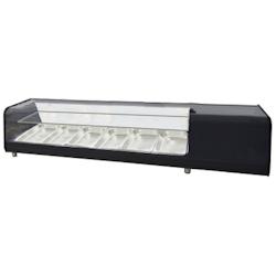 Vitrine réfrigérée pour tapas avec 6 gn 1/3 verre plat, 2 niveaux - 1455x400x300 mm - 160 W 230/1V - 13D65144 Eurast - inox 13D65144_0