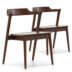VS Venta-stock Pack 2 chaises Venus, Couleur Noyer, Bois Massif, 58 cm x 57,5 cm x 76 cm - marron Bois massif I20044_0