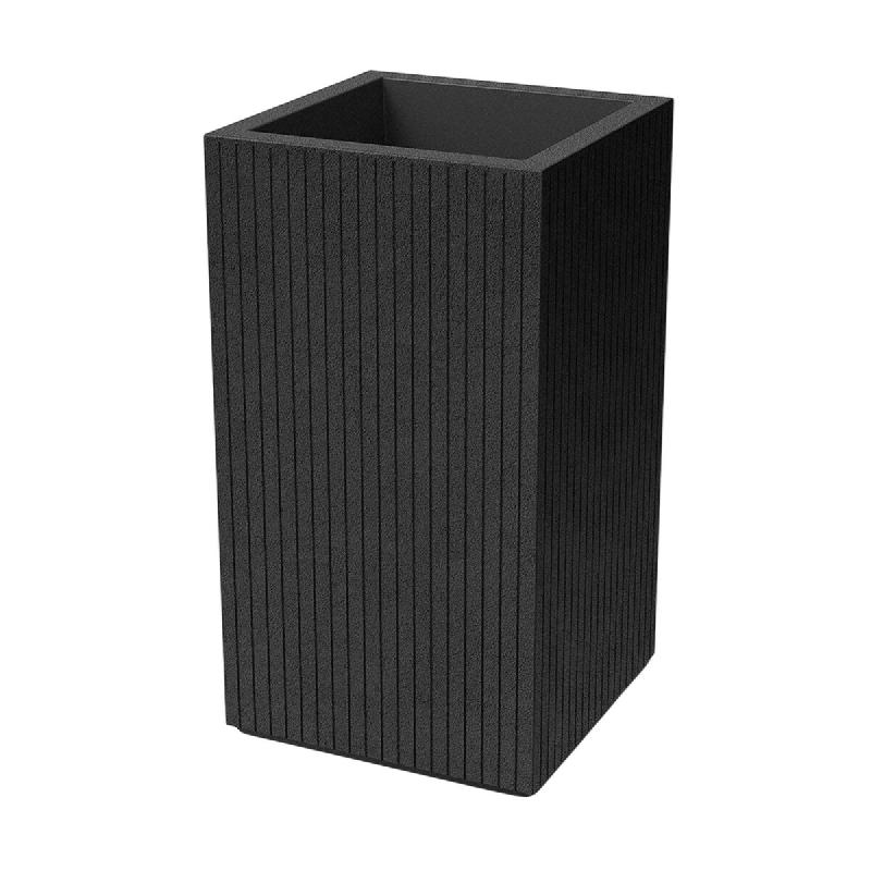 WellHome - Pot en polyéthylène rotomoulé 27L Ø40x70cm en coloris Charbon - Coro Square HIGH - noir plastique WH17341_0