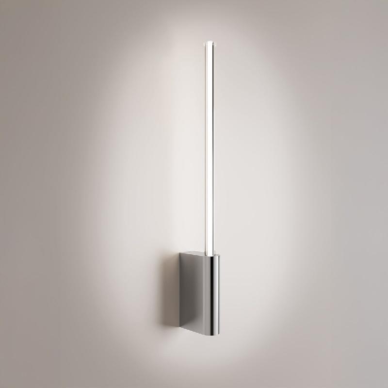 Zafferano Brilliant Applique Led 1 Lumière En Chrome Poli, Design Minimaliste, Diffuseur Cylindrique En Polycarbonate, Hauteur 50,7 Cm, Ip20 - argent_0