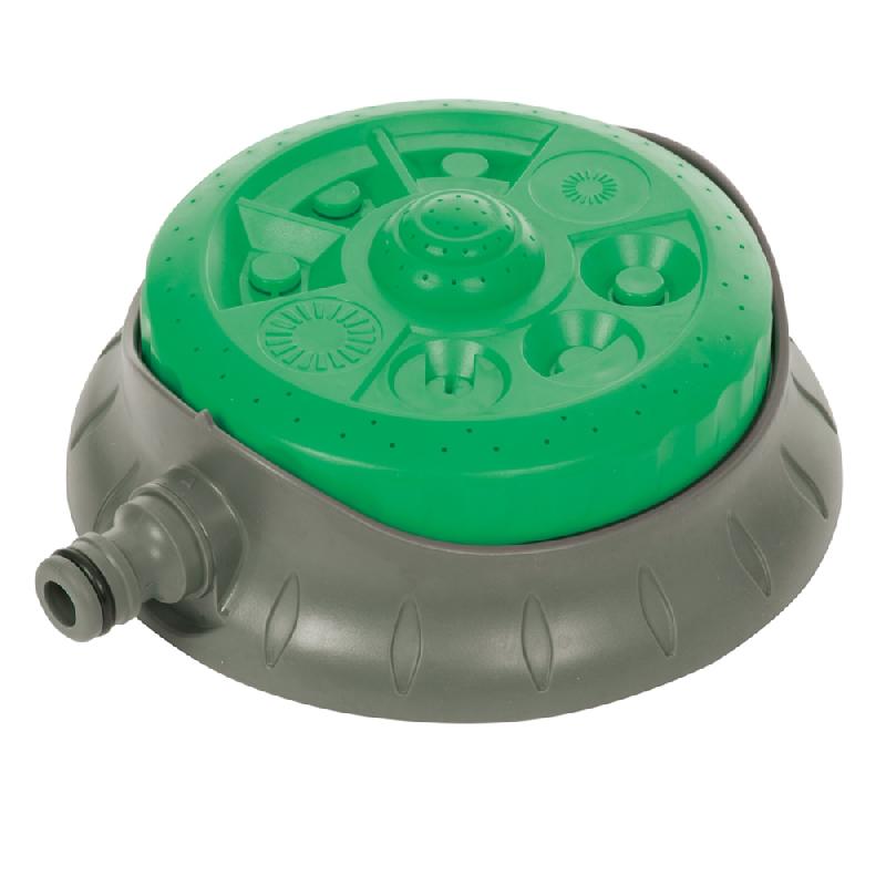 Arroseur avec 8 jets différents - tête pivotante - Ø 140 mm - Silverline 718693 - raccord 1/2