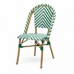 Bistromania Chaise de terrasse RIVOLI - Chevrons verts foncés et blancs - EA120_0