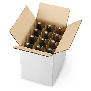 Caisse carton blanc d'expédition de 6 bouteilles 75cl Bordeaux double  cannelure