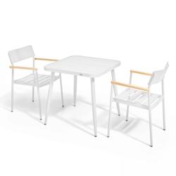 Oviala Business Ensemble table de jardin et 2 fauteuils en aluminium/bois blanc - Oviala - blanc aluminium 108675_0