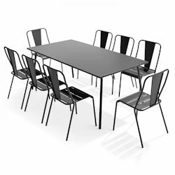 Oviala Business Ensemble table de terrasse et 8 chaises bistrot en acier gris - Oviala - gris acier 109514_0