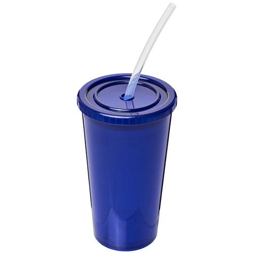 Gobelet publicitaire à double paroi Stadium 350 ml - translucide avec paille flexible - Réf. 21003101_0