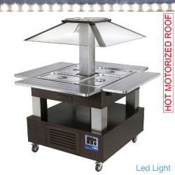 Ilot buffet chauffant  bain marie  coupole motorisé  4x gn1/1-150 (bois wengé)   cbm/4d-b1+km_0