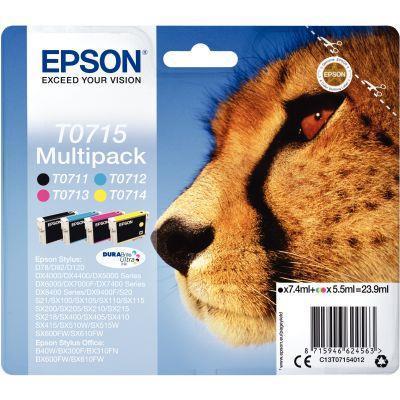 Lot de 4 cartouches d'encre Epson T0715 - Noir, Cyan, Magenta et Jaune - Référence C13T07154010_0