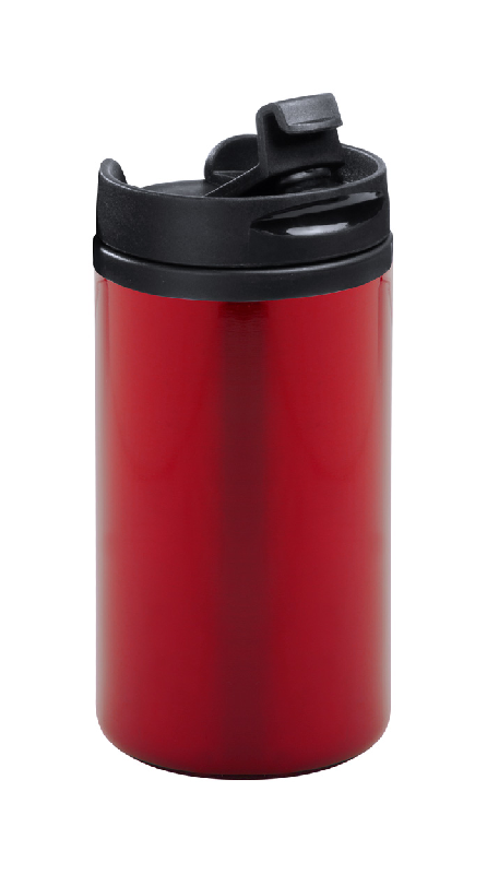 Mug thermos - acier inoxydable avec couvercle plastique - 280 ml - couleur rouge_0