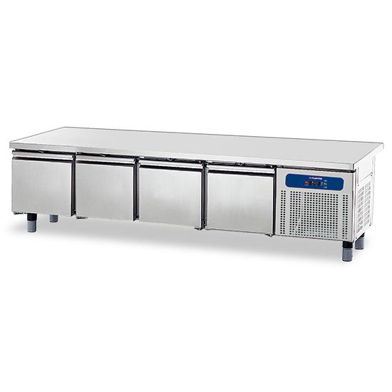 Soubassement réfrigéré professionnel avec 4 tiroirs 1/1 pour appareils de cuisson - 2200x900x600 - HCE2018/900_0