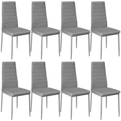 Tectake Lot de 8 chaises avec surpiqûre - gris -404121 - gris matière synthétique 404121_0