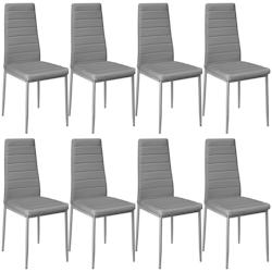 Tectake Lot de 8 chaises avec strass Rembourrées en cuir synthétique  gris -404121 - gris matière synthétique 404121_0