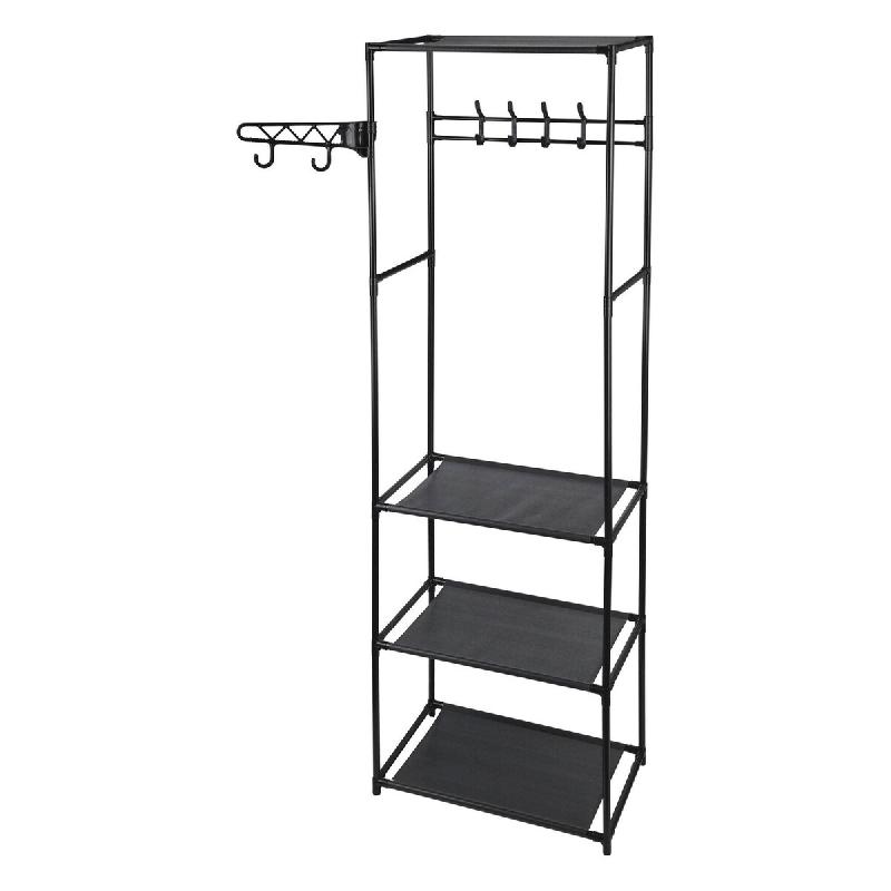 WellHome - Armoire-portant avec étagères couleur noire 170cm - multi-matériau WH14360_0