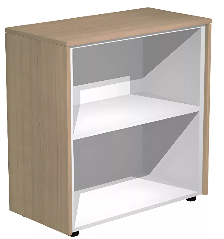 Armoire basse ouverte - 1 étagère - L. 83 x P. 43 x H. 81 cm - So Flora - Finition Noyer Naturel - Mélaminé aluminium_0