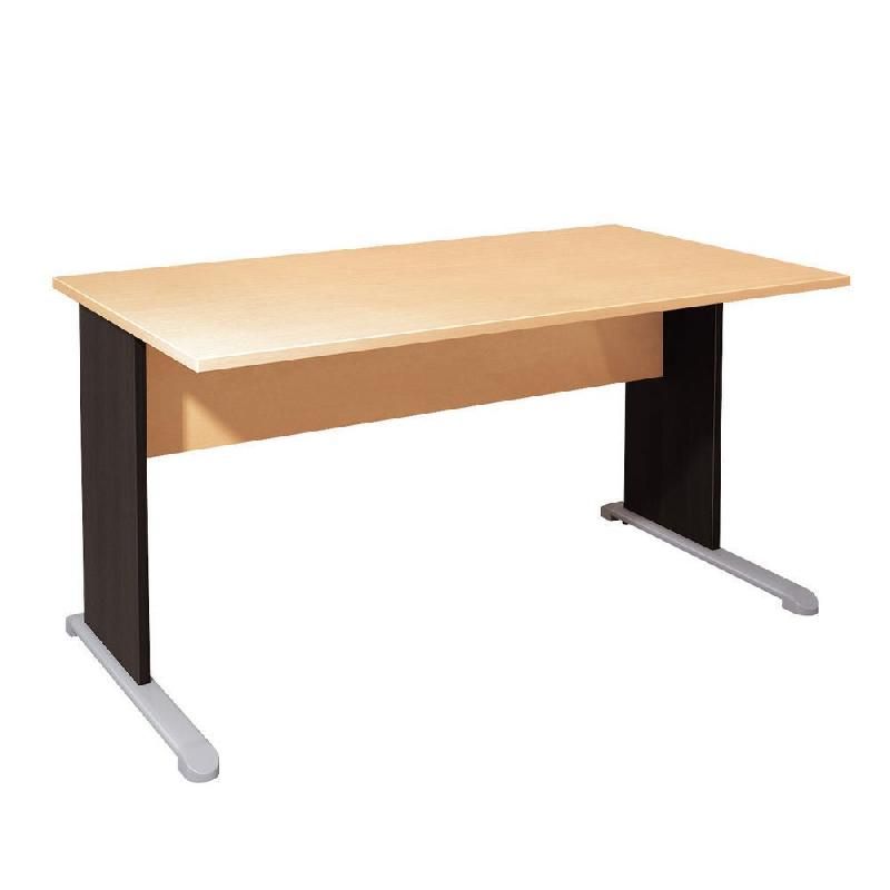 BUREAU DROIT PRONTO HÊTRE - L. 160 X P. 80 CM - PLATEAU HÊTRE - PIEDS L NOIR