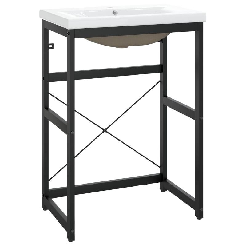 Cadre de lavabo de salle de bain - Vasque à encastrer 59 x 38 x 83 cm - Noir en fer - Modèle 02_0006780_0