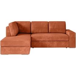 Canapé d'angle gauche convertible ARTEMIS 4 places - Velours côtelé terracotta - L246 x P174 x H96 cm LOUNGITUDE - 3666749564783_0