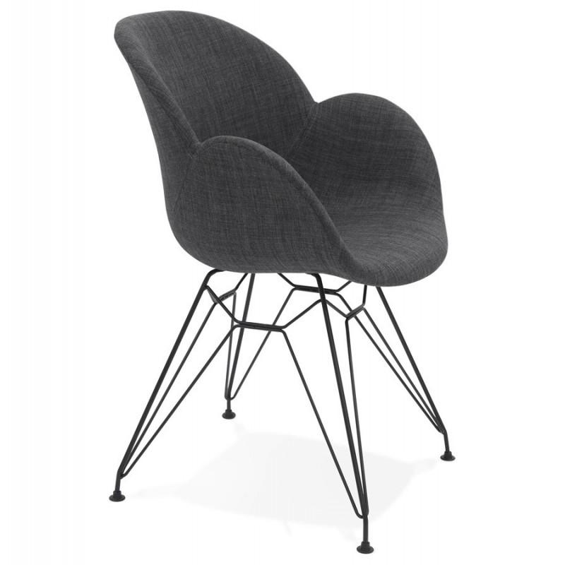 FAUTEUIL DESIGN TISSU KAPT 85CM GRIS FONCÉ - PARIS PRIX_0