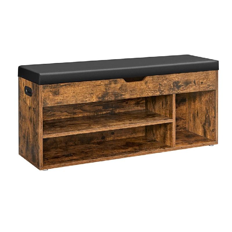 Helloshop26 - Banc à chaussures rembourré banc de rangement 3 compartiments rangement caché étagères pour salon entrée chambre 12_0004105 - 3000_0