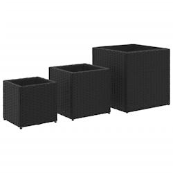 Helloshop26 - Jardinière bac lit surélevé plantes fleurs jardin terrasses d'extérieur 3 pcs résine tressée noir 02_0038887 - 3000218088705_0