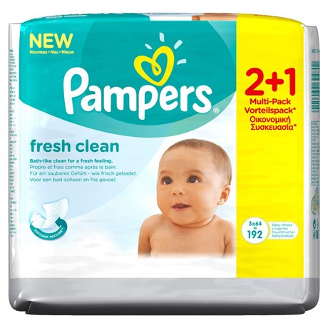 LINGETTES PAMPERS FRESH CLEAN 2 + 1 PACK