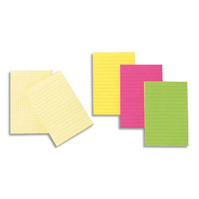 Post-It Notes jaunes quadrillées grand format 102 x 152mm - 100 feuilles -  Lot de 6 : : Fournitures de bureau