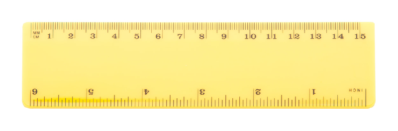 Règle en plastique 15 cm - Mesures en centimètres et inches - Couleur jaune_0