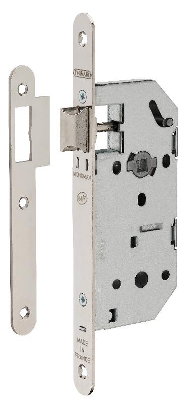 Serrure à encastrer Monomax NF - têtière acier nickelé - pour porte intérieure_0