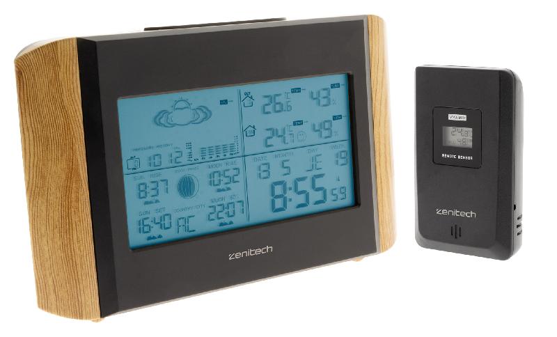 Station météo effet bois avec capteur sans fil (IP44) - ZENITECH_0