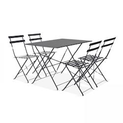 Oviala Business Table de jardin bistrot et 4 chaises pliantes en acier gris - gris acier 105272_0
