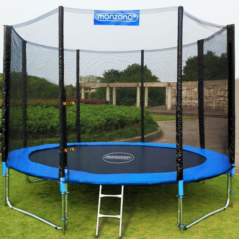 TRAMPOLINE EXTÉRIEUR ROND Ø305CM MAX. 150KG SET COMPLET FILET DE SÉCURITÉ PORTE D'ENTRÉE ÉCHELLE POTEAUX TRAMPOLINE JARDIN ROBUSTE ACCESSOIRES